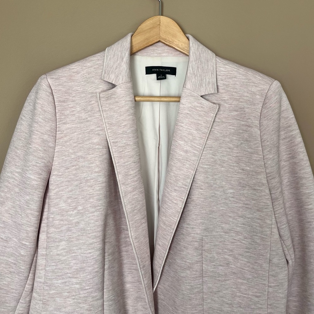 {Ann Taylor} Single Button Blazer Jacket in Heathered Pink - Womens 6 - Picture 3 of 13